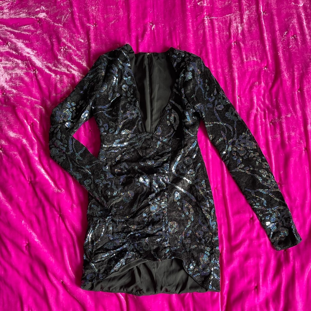 sequin black homecoming dress